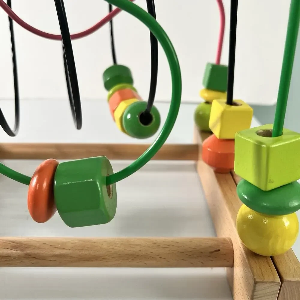 Ikea Wooden Bead Rollar Coaster Maze Toddler Toy 10 x 12 x 11 Motor Skills